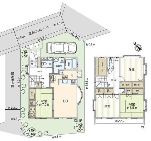 松生町 戸建 間取図(平面図)