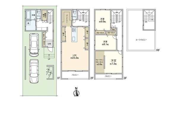 櫨塚町 新築戸建て2号地 間取図(平面図)