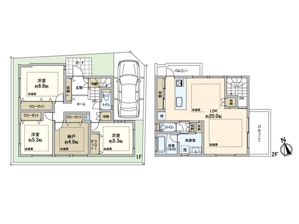 段上町5丁目 新築戸建 1号地 間取図(平面図) 段上町5丁目 新築戸建 1号地 間取図(平面図)