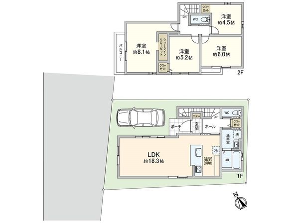 上大市5丁目 新築戸建て 間取図(平面図) 上大市5丁目 新築戸建て 間取図(平面図)