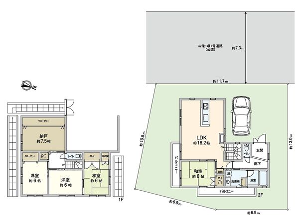 門戸岡田町 戸建て 間取図(平面図) 門戸岡田町 戸建て 間取図(平面図)