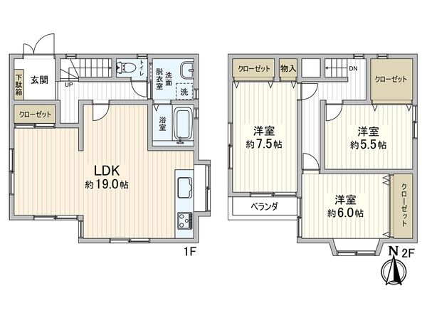 荒木町 中古戸建 間取図(平面図) 荒木町 中古戸建 間取図(平面図)