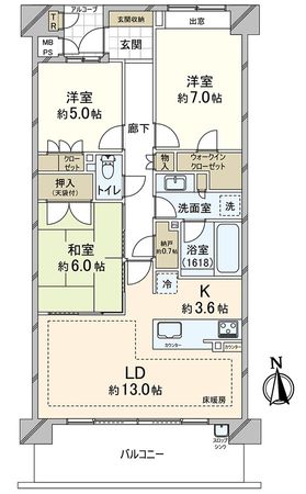 ライオンズ甲東園グランフォート 間取図(平面図)