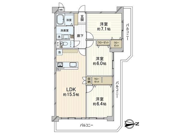 コスモ西宮山手 間取図(平面図) コスモ西宮山手 間取図(平面図)