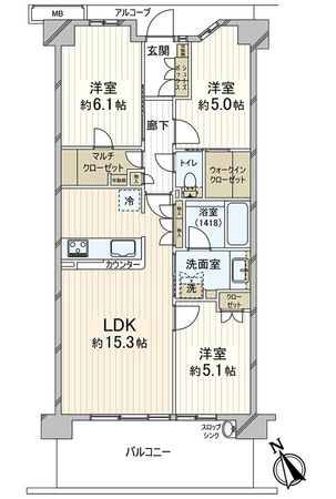 ルネ西宮甲子園 間取図(平面図)
