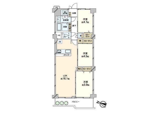 コンドミニアム甲東園 間取図(平面図) コンドミニアム甲東園 間取図(平面図)
