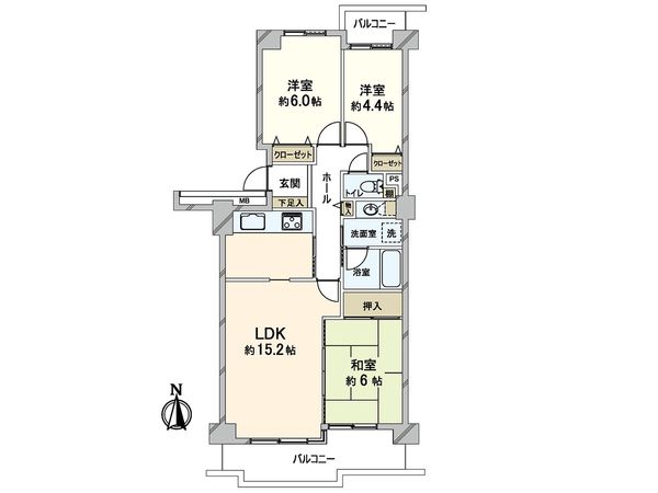 パーク・ハイム芦屋翠ケ丘弐〇番地 B棟 間取図(平面図) パーク・ハイム芦屋翠ケ丘弐〇番地 B棟 間取図(平面図)