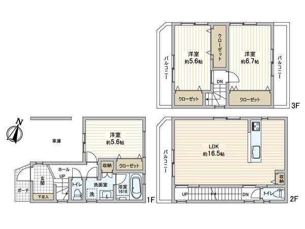 深江南町三丁目戸建て 間取図(平面図) 深江南町三丁目戸建て 間取図(平面図)
