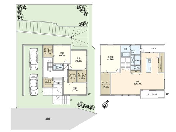 山芦屋町新築戸建 間取図(平面図) 山芦屋町新築戸建 間取図(平面図)