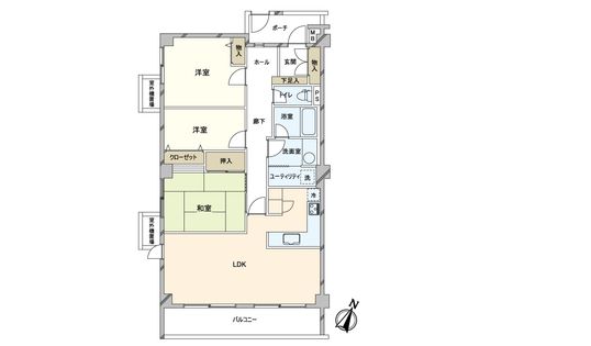 芦屋三条町パーク・ハイム B棟 間取図(平面図)