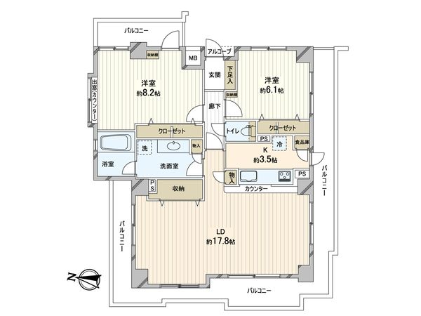 藤和シティホームズ夙川さくら道 間取図(平面図)