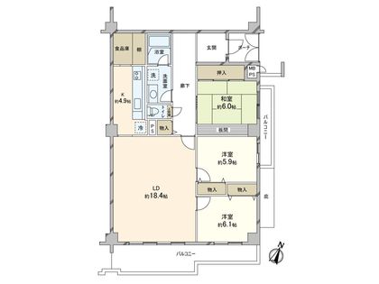 日商岩井芦屋ガーデンヒルズ A棟 間取図(平面図)
