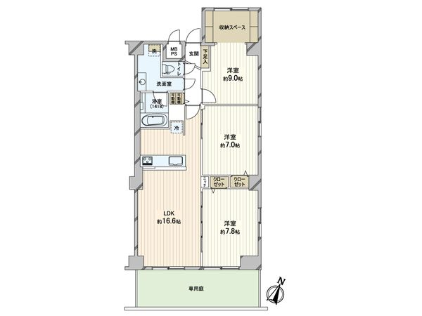 シーサイドコーポ芦屋 間取図(平面図)