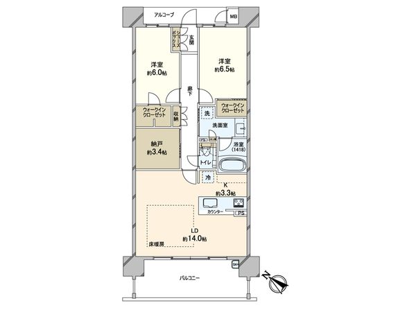 グランドパレス御影山手 間取図(平面図)