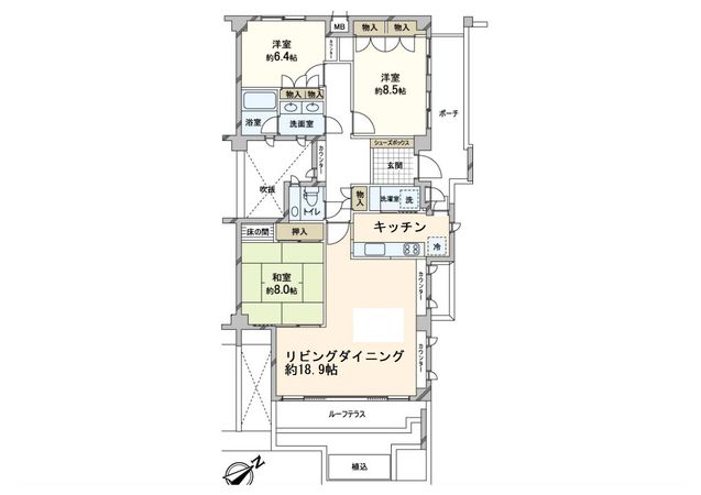 コート芦屋朝日ヶ丘 1号棟 間取図(平面図) コート芦屋朝日ヶ丘 1号棟 間取図(平面図)