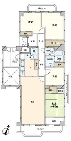 芦屋緑2住宅 4号棟 間取図(平面図)