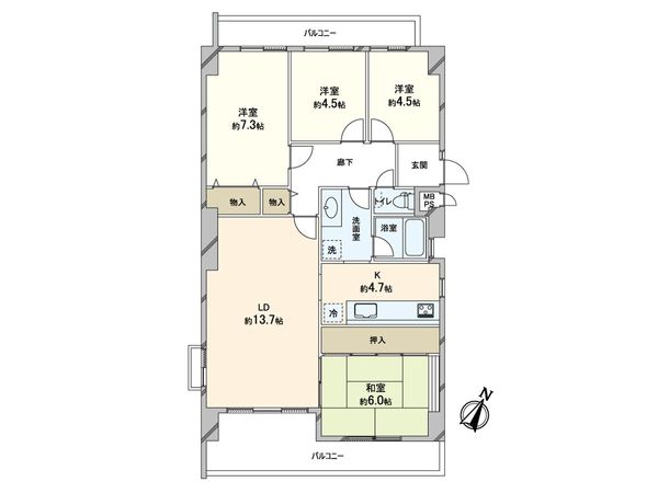 日商岩井芦屋ガーデンヒルズ C棟 間取図(平面図) 日商岩井芦屋ガーデンヒルズ C棟 間取図(平面図)