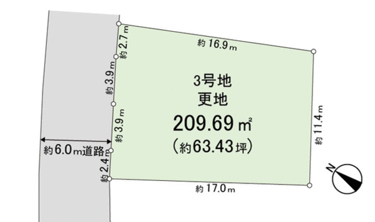 生駒市真弓３丁目　３号地 地形図