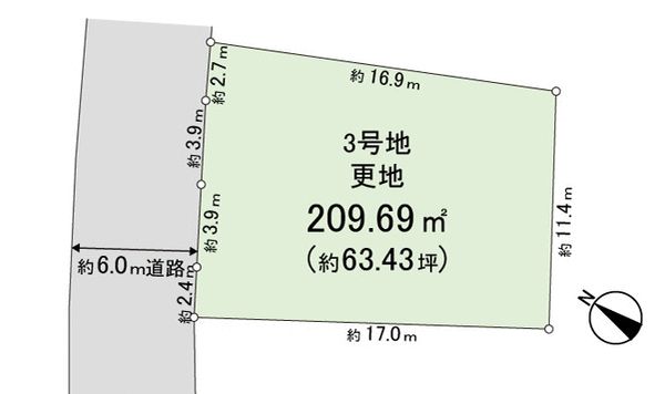 生駒市真弓3丁目 3号地 地形図