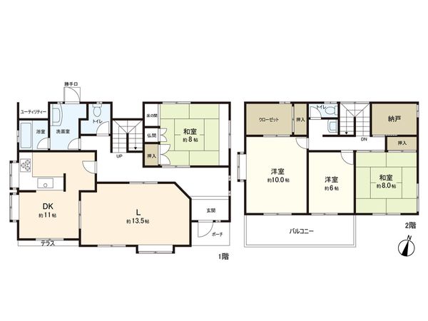 奈良市学園南3丁目 間取図(平面図) 奈良市学園南3丁目 間取図(平面図)