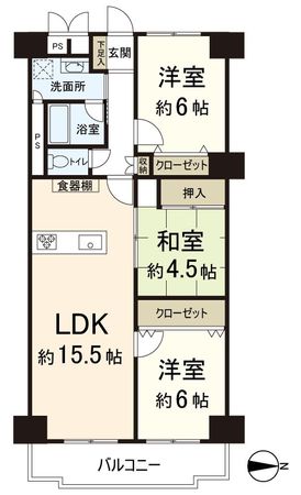 藤和奈良ハイタウン 3号棟 間取図(平面図) 藤和奈良ハイタウン 3号棟 間取図(平面図)