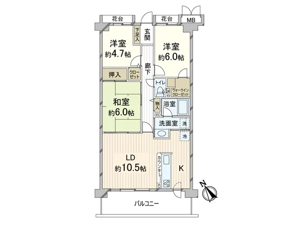 間取図71.92平米の3LDKです
