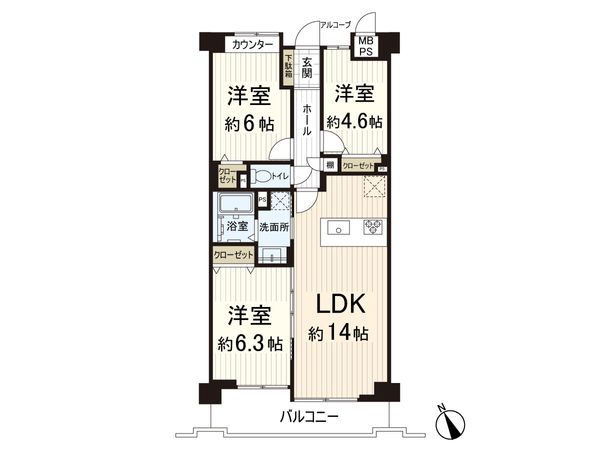 イトーピア生駒ファインコート 間取図(平面図) イトーピア生駒ファインコート 間取図(平面図)