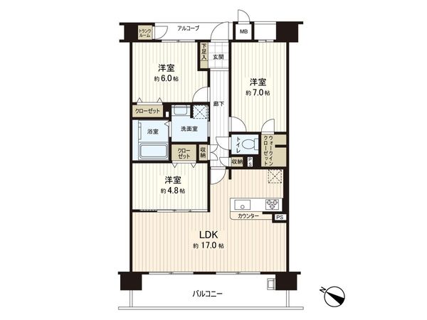 エス・バイ・エルクラスタ富雄 間取図(平面図)