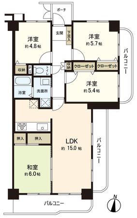 サザンヒルズ学園前 1番館 間取図(平面図) サザンヒルズ学園前 1番館 間取図(平面図)