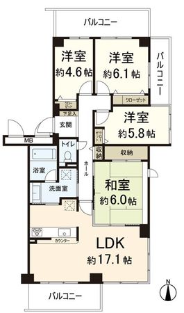 ローレルスクエア登美ヶ丘第Ⅰ期 間取図(平面図) ローレルスクエア登美ヶ丘第Ⅰ期 間取図(平面図)