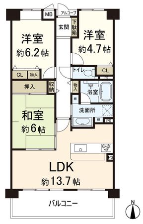 ファミール奈良するがまち 間取図(平面図)