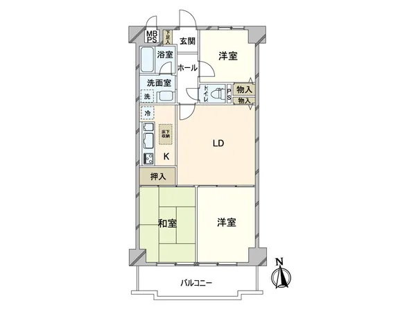 専有面積：59.95平米の3LDK