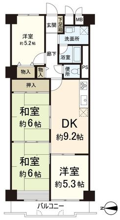 藤和奈良ハイタウン 1号棟 間取図(平面図)