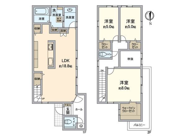 寝屋川市東香里園町 1号地 間取図(平面図)