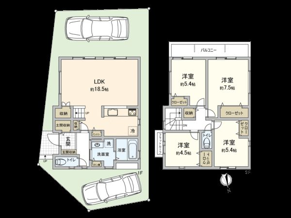 枚方市楠葉野田3丁目 ローズプレイス楠葉野田Ⅴ 1号地 間取図(平面図) 枚方市楠葉野田3丁目 ローズプレイス楠葉野田Ⅴ 1号地 間取図(平面図)