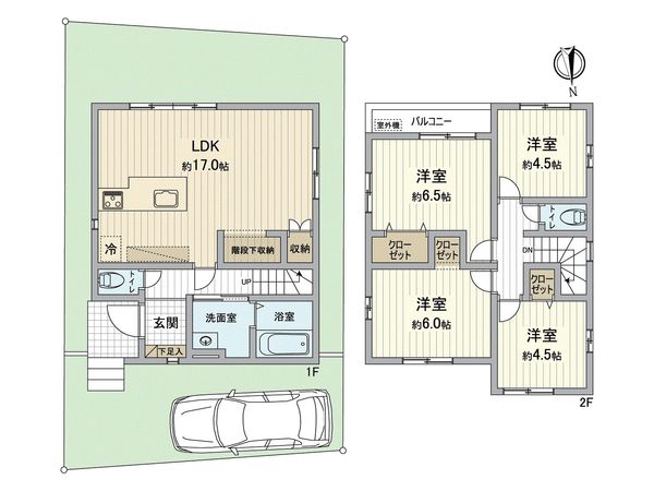 枚方市楠葉野田3丁目 2号地 間取図(平面図) 枚方市楠葉野田3丁目 2号地 間取図(平面図)