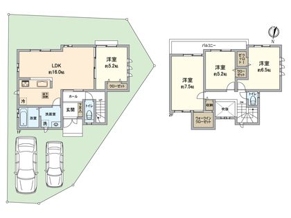 枚方市渚栄町 1号地 間取図(平面図)