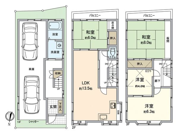 交野市私市2丁目 間取図(平面図) 交野市私市2丁目 間取図(平面図)