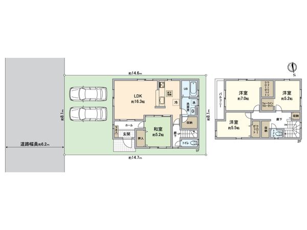 枚方市楠葉野田3丁目 1号地 間取図(平面図) 枚方市楠葉野田3丁目 1号地 間取図(平面図)