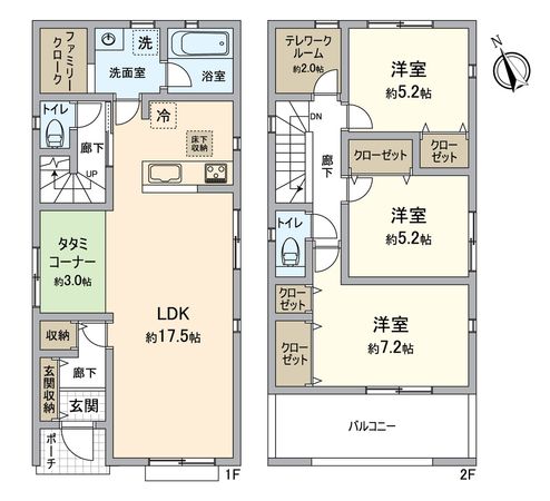交野市倉治6丁目5号棟 間取図(平面図) 交野市倉治6丁目5号棟 間取図(平面図)