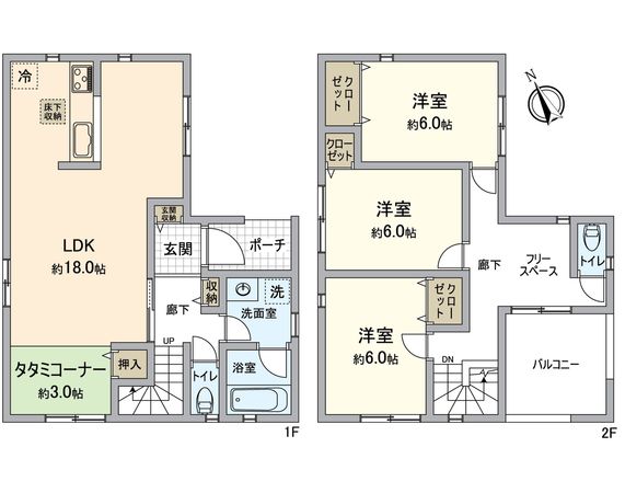 交野市倉治6丁目7号棟 間取図(平面図) 交野市倉治6丁目7号棟 間取図(平面図)