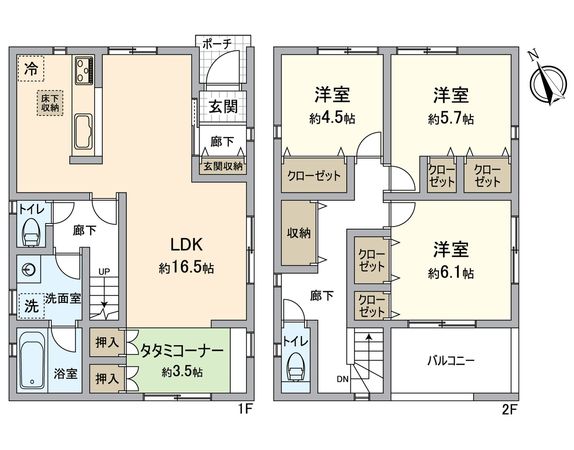 交野市倉治6丁目8号棟 間取図(平面図) 交野市倉治6丁目8号棟 間取図(平面図)