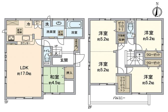 枚方市東香里元町 1号地 間取図(平面図) 枚方市東香里元町 1号地 間取図(平面図)