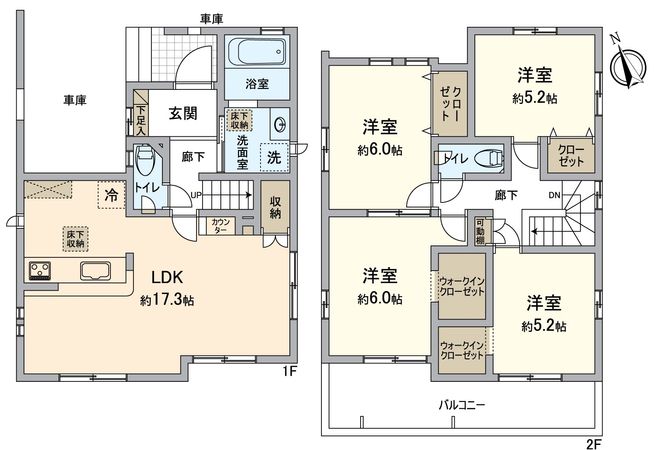 枚方市高野道1丁目2号棟 間取図(平面図)
