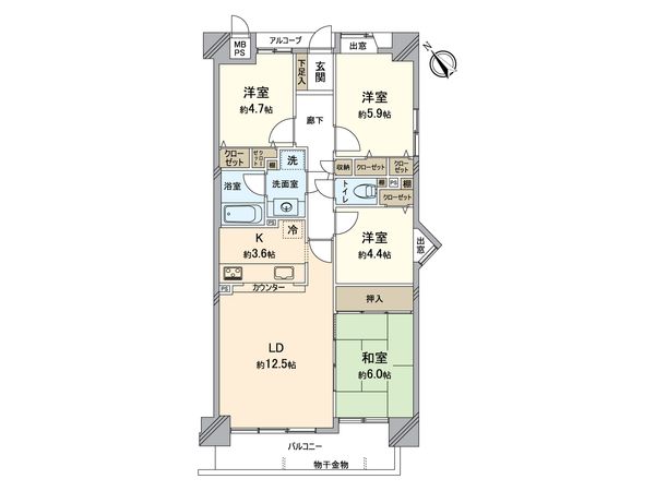 オークヒルズ香里 弐番館 間取図(平面図)