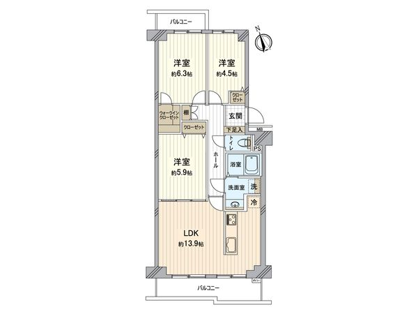 寝屋川東ファミリータウン北一番館 間取図(平面図)