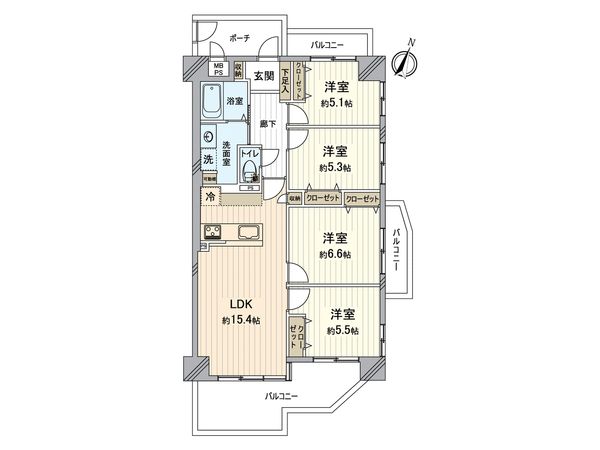 日光ハイツ香里第五 間取図(平面図) 間取図(平面図)