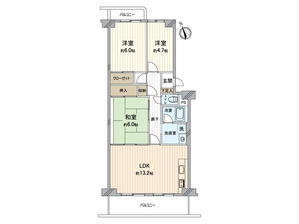 寝屋川東ファミリータウン西一番館 間取図(平面図)