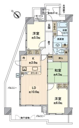 ネオグランデ香里山手 間取図(平面図) ネオグランデ香里山手 間取図(平面図)