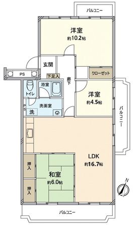 オリーブハイツ枚方長尾四号棟 間取図(平面図) オリーブハイツ枚方長尾四号棟 間取図(平面図)